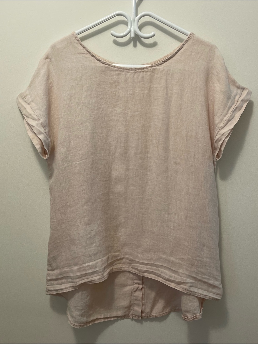 100% Linen Made in Italy Light Blush Short Sleeve Tunic